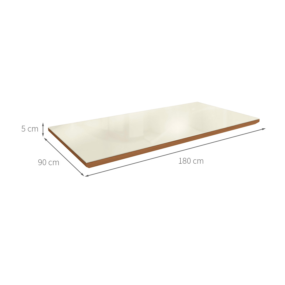 Tampo para Mesa de Jantar Kepp Vidro Off White e Canela 180 cm