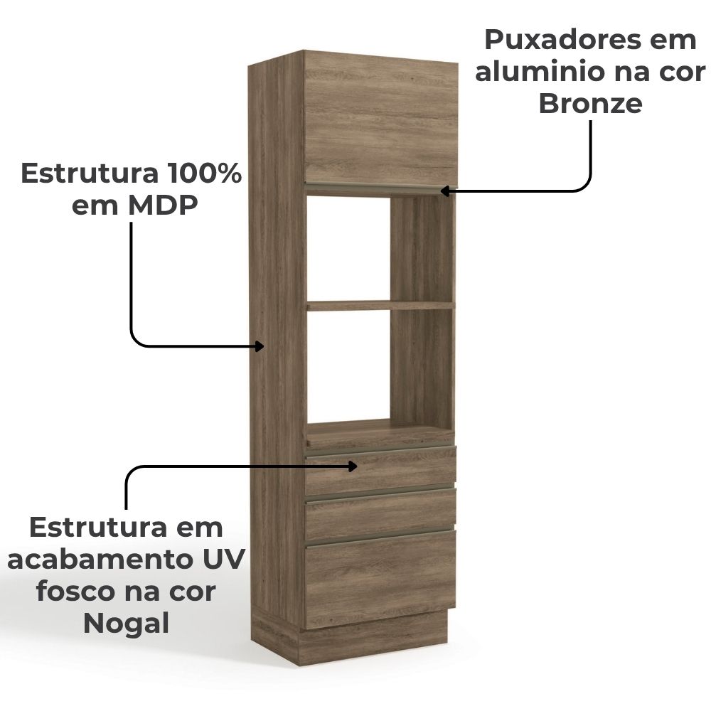 Torre Quente 2 Fornos 240x70 cm 2P 3G MDP Maxxi G750 Nogal Kappesberg