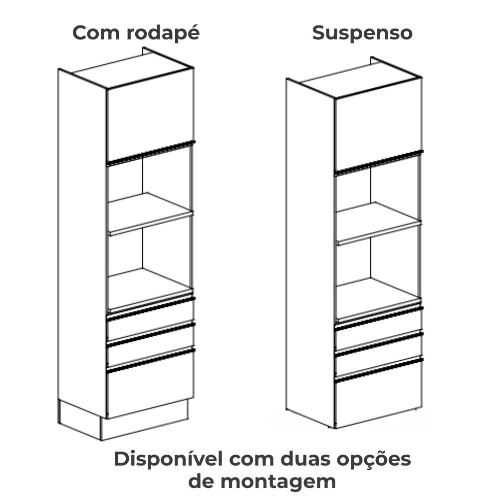 Torre Quente 2 Fornos 240x70 cm 2P 3G MDP Maxxi G750 Nogal Kappesberg