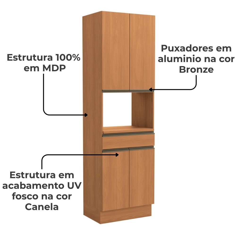 Torre Quente 240x70 cm 4P 1G MDP Maxxi G751 Canela Kappesberg