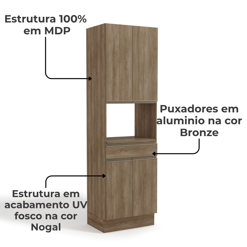 Torre Quente 240x70 cm 4P 1G MDP Maxxi G751 Nogal Kappesberg