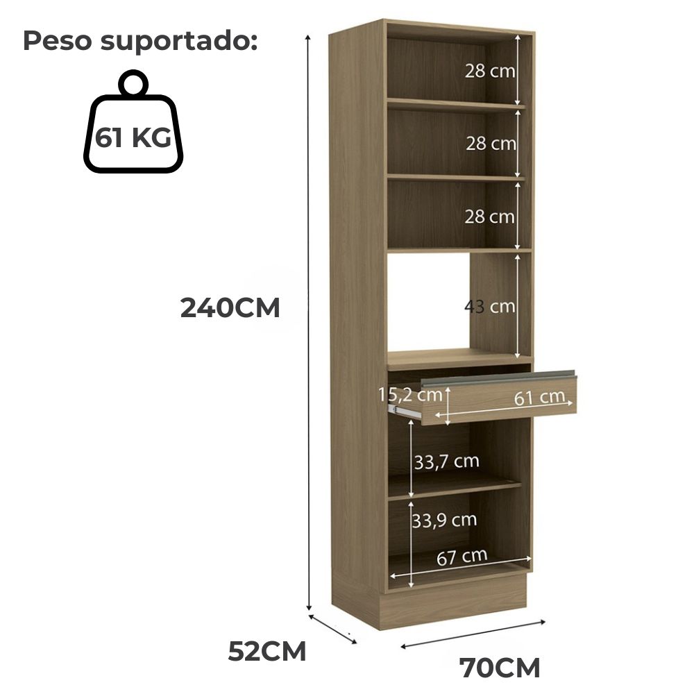 Torre Quente 240x70 cm 4P 1G MDP Maxxi G751 Nogal Kappesberg