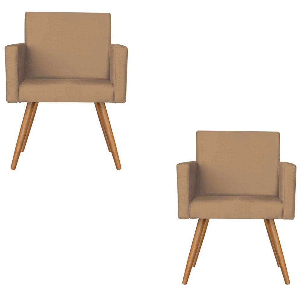 Kit 2 Poltronas Lisboa Decorativa Suede Bege Kasa Sofá