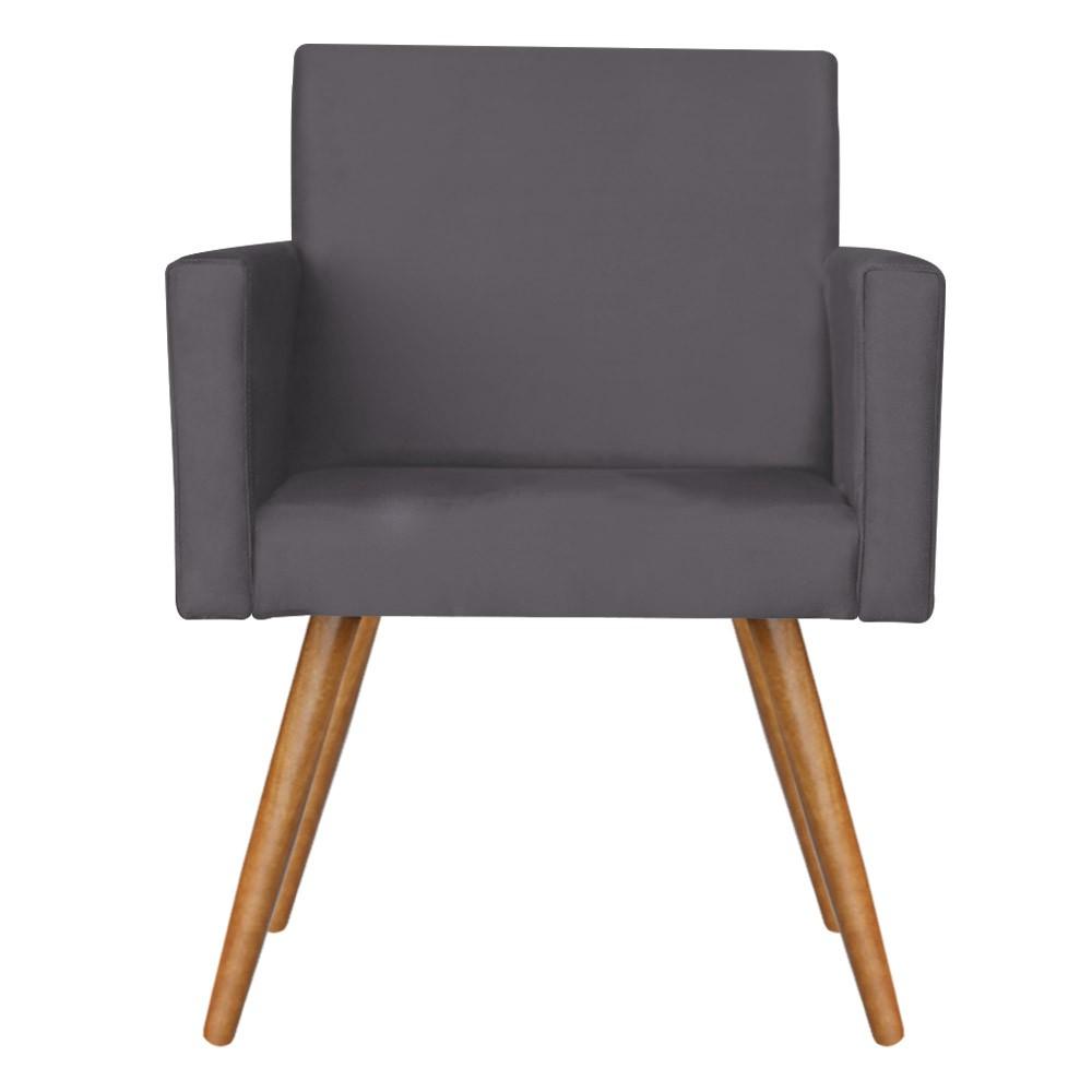 Kit 2 Poltronas Nina Decorativa Suede Cinza Kasa Sofá
