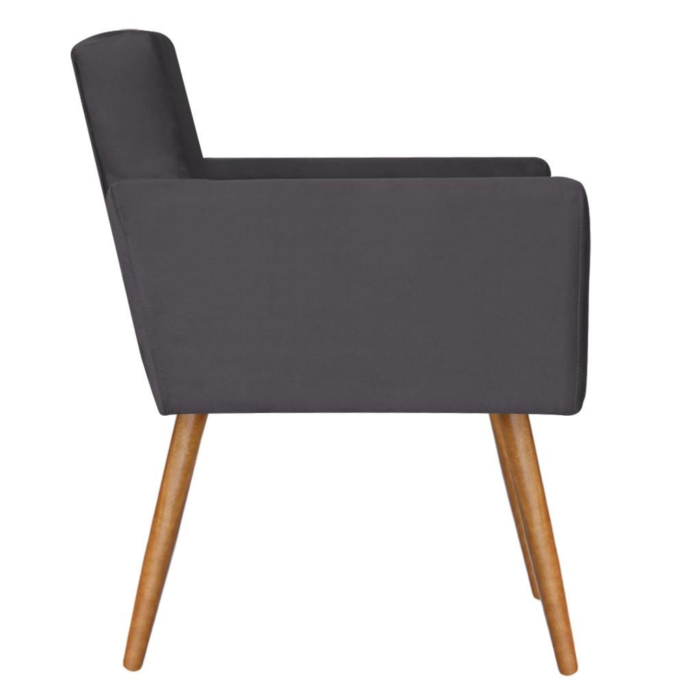 Kit 2 Poltronas Nina Decorativa Suede Cinza Kasa Sofá