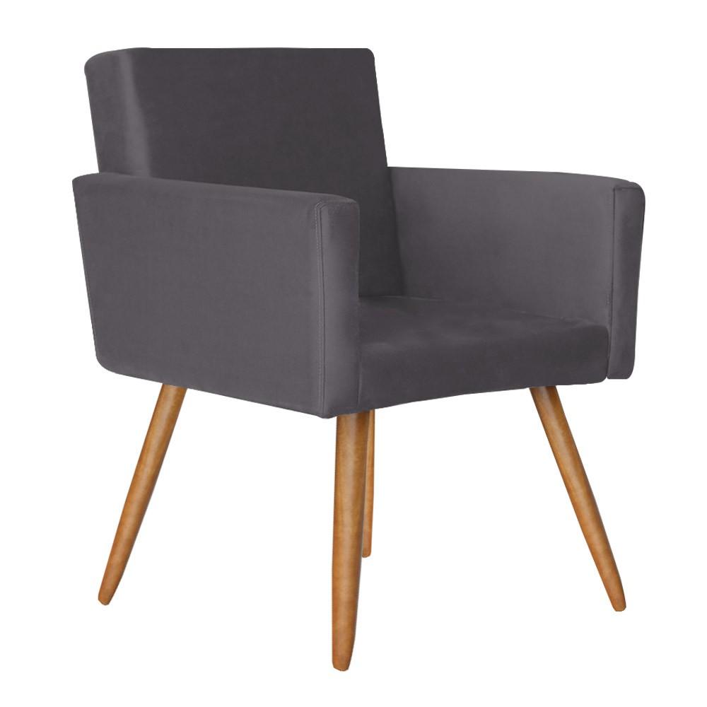 Kit 2 Poltronas Nina Decorativa Suede Cinza Kasa Sofá