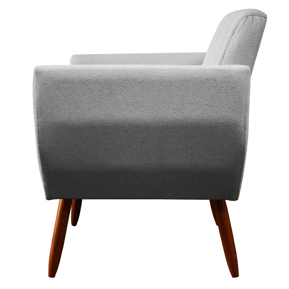 Poltrona Jolly com Puff Dubay Decorativo e Amamentação Linho Cinza Kasa Sofá