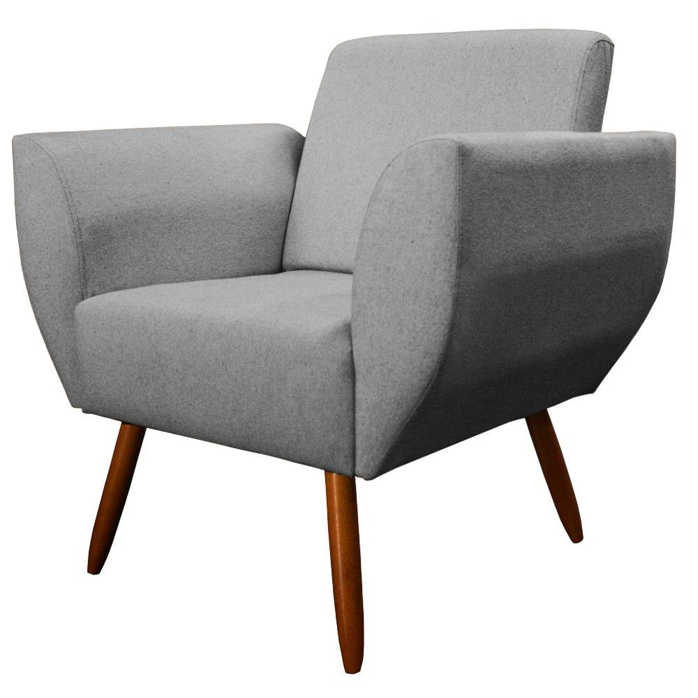 Poltrona Jolly com Puff Dubay Decorativo e Amamentação Linho Cinza Kasa Sofá