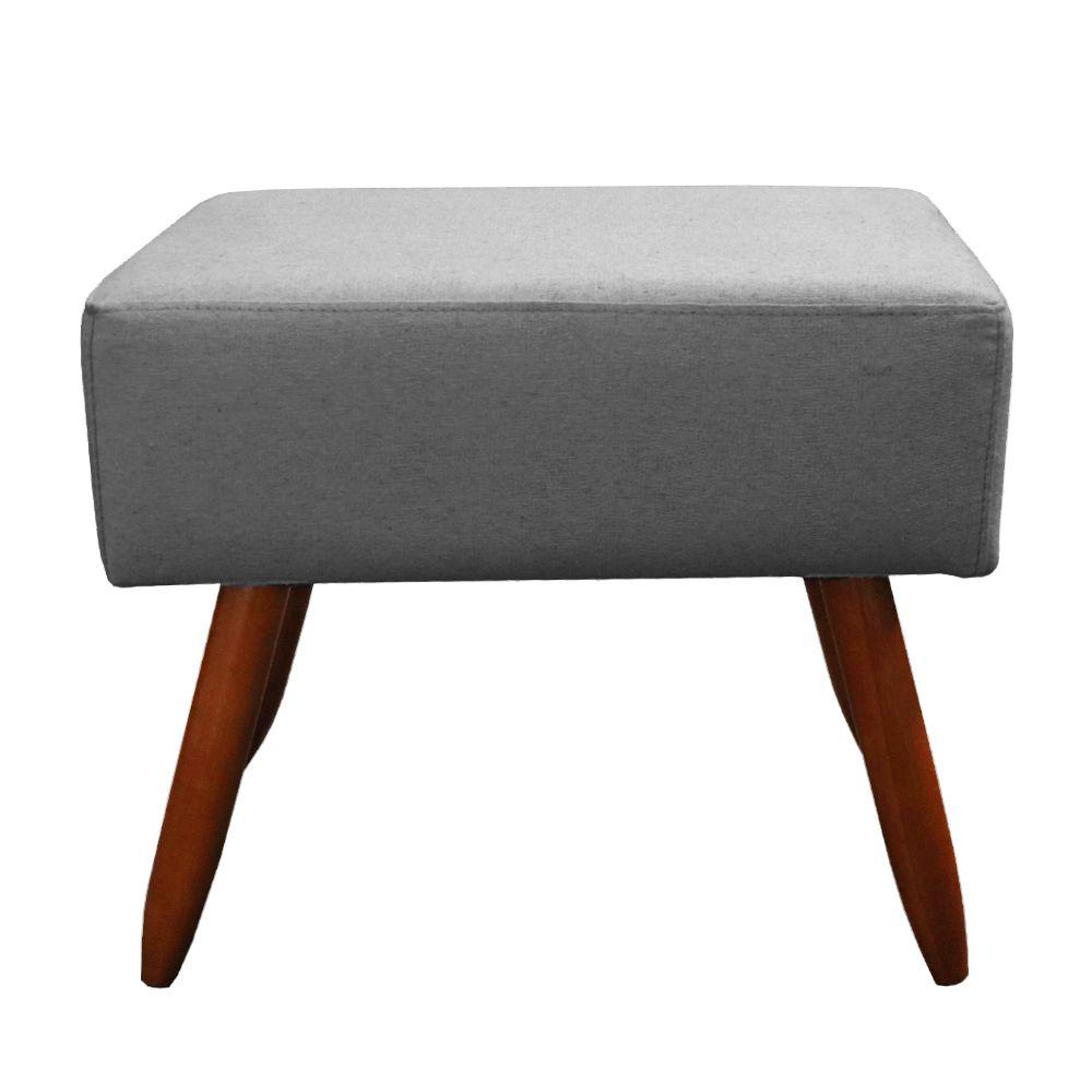 Poltrona Jolly com Puff Dubay Decorativo e Amamentação Linho Cinza Kasa Sofá
