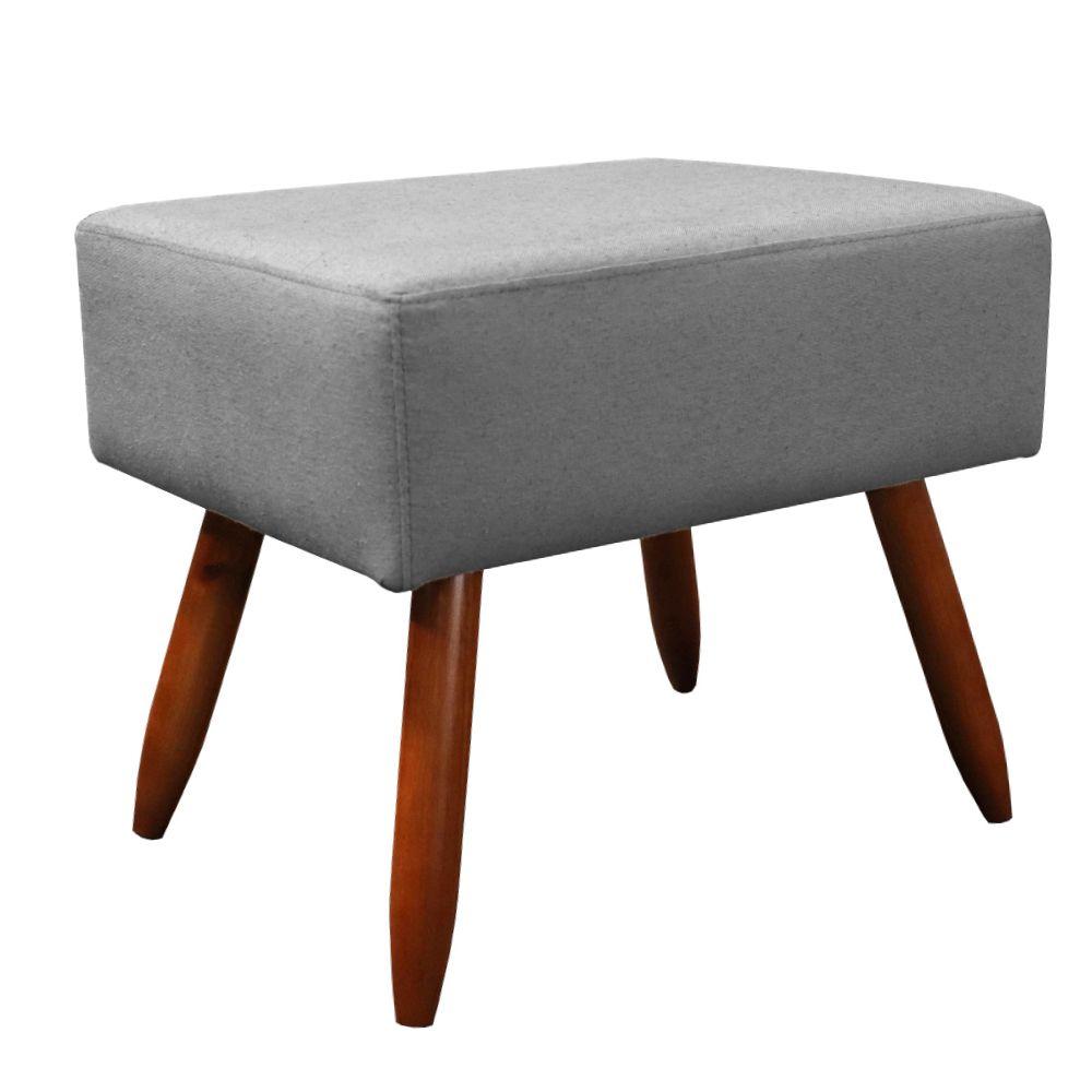 Poltrona Jolly com Puff Dubay Decorativo e Amamentação Linho Cinza Kasa Sofá