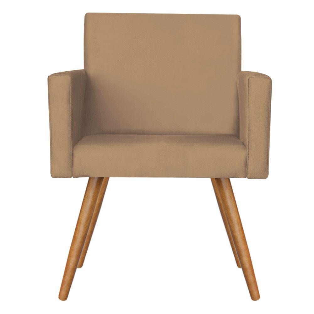 Poltrona Lisboa com Puff Decorativo Bali Suede Bege Kasa Sofá