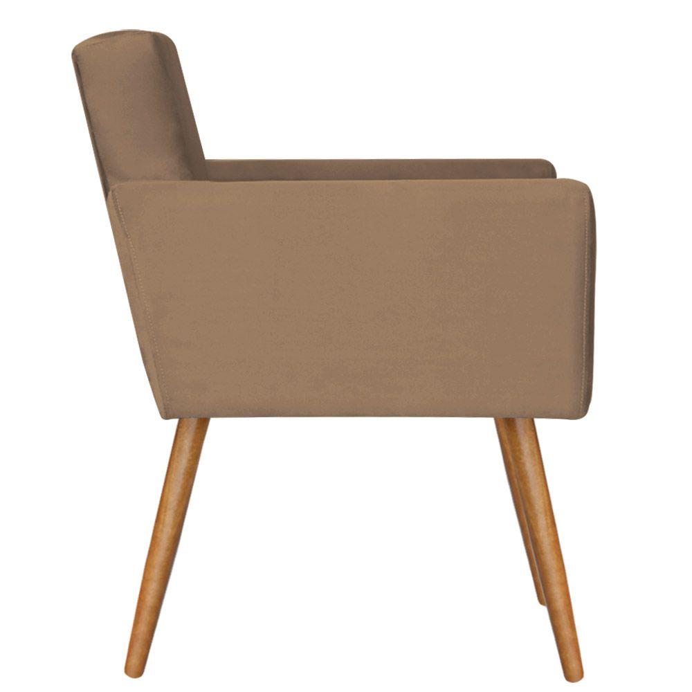 Poltrona Lisboa com Puff Decorativo Bali Suede Bege Kasa Sofá