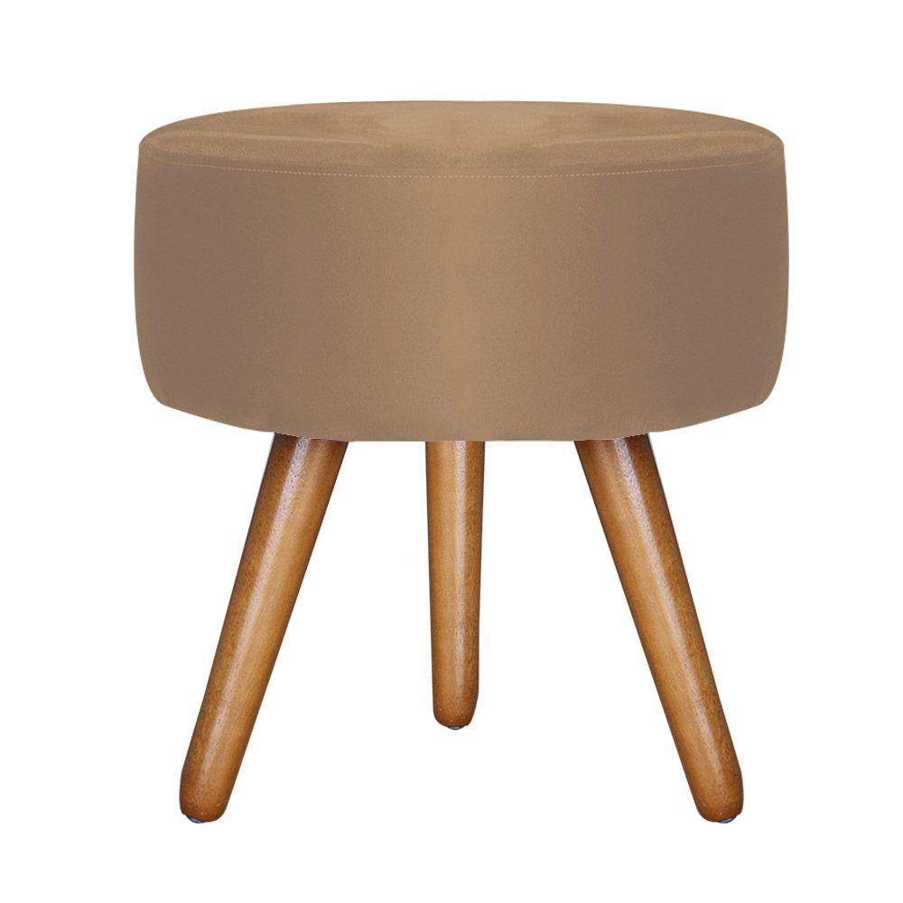 Poltrona Lisboa com Puff Decorativo Bali Suede Bege Kasa Sofá