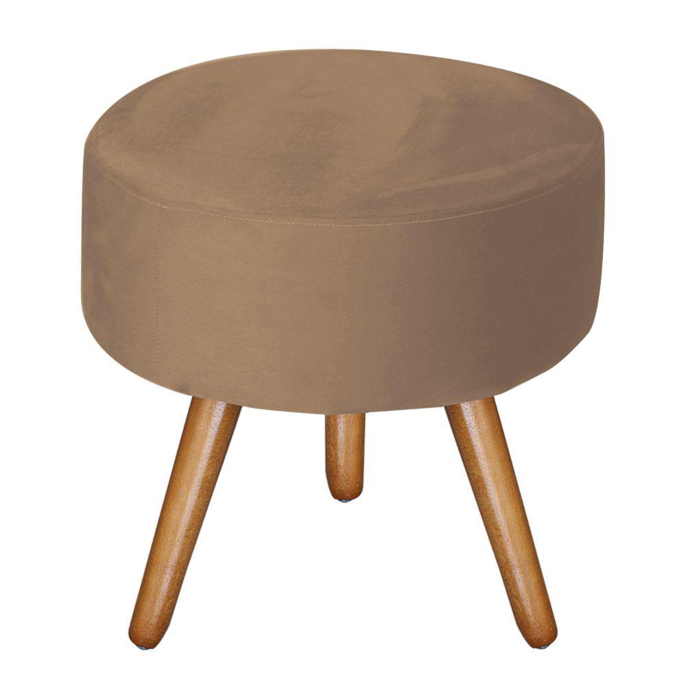 Poltrona Lisboa com Puff Decorativo Bali Suede Bege Kasa Sofá