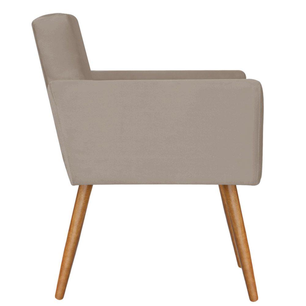 Poltrona Lisboa com Puff Decorativo Bali Suede Creme Kasa Sofá