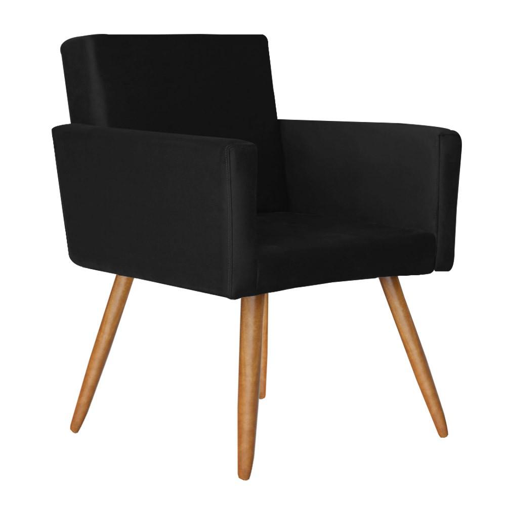 Poltrona Nina Decorativa Suede Preto Kasa Sofá