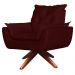 Poltrona Opala Base Giratória De Madeira Amamentação Suede Bordo Kasa Sofá