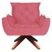 Poltrona Opala Base Giratória De Madeira Amamentação Suede Rosa Goiaba Kasa Sofá