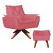 Poltrona Opala Base Giratória com Puff Amamentação Suede Rosa Goiaba Kasa Sofá