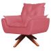 Poltrona Opala Base Giratória com Puff Amamentação Suede Rosa Goiaba Kasa Sofá