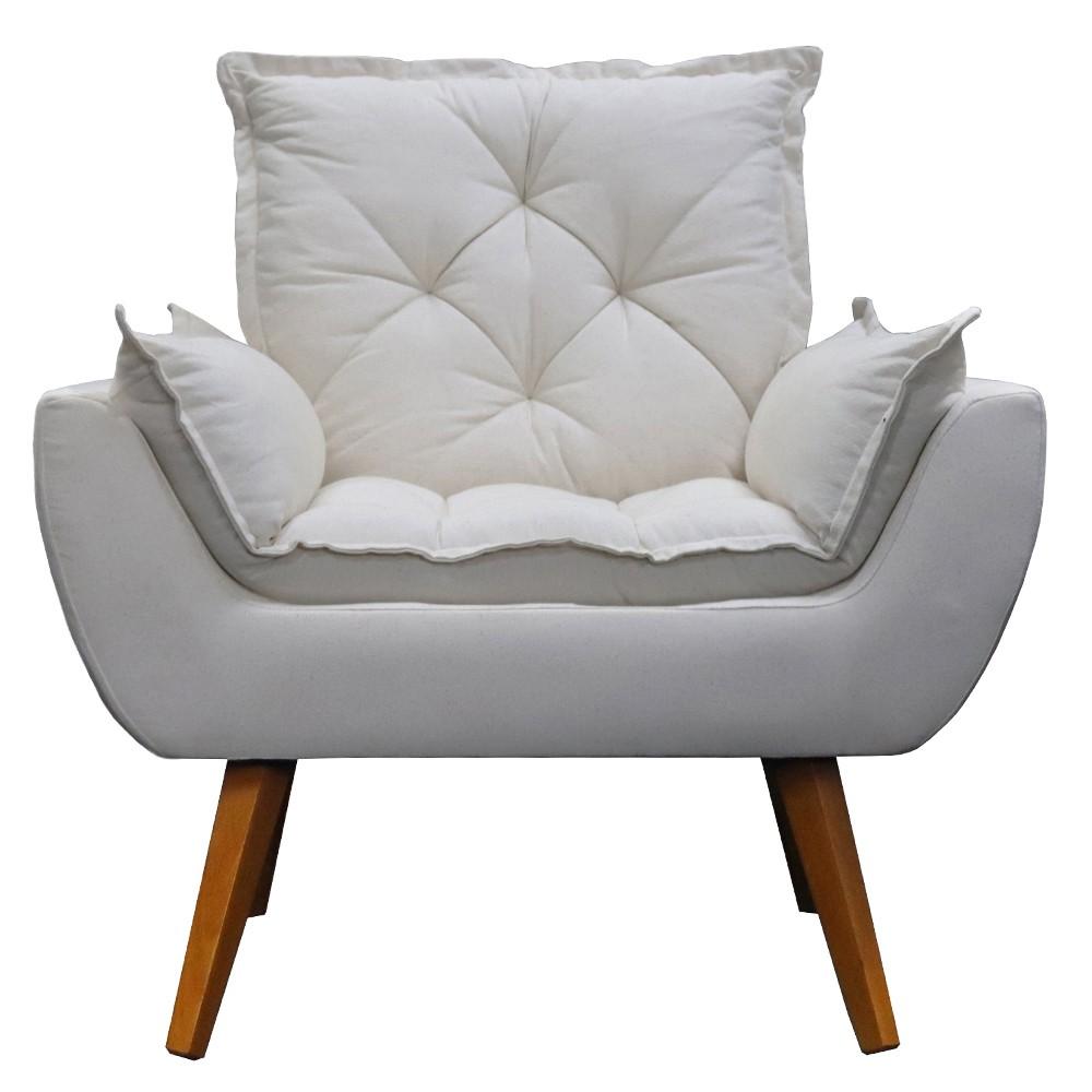 Poltrona Opala Decorativa Linho Cru Kasa Sofá