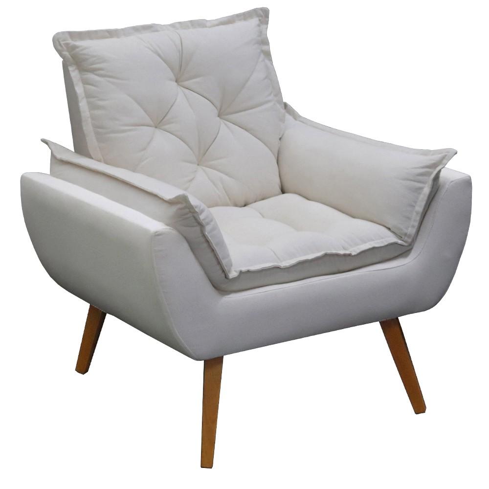 Poltrona Opala Decorativa Linho Cru Kasa Sofá