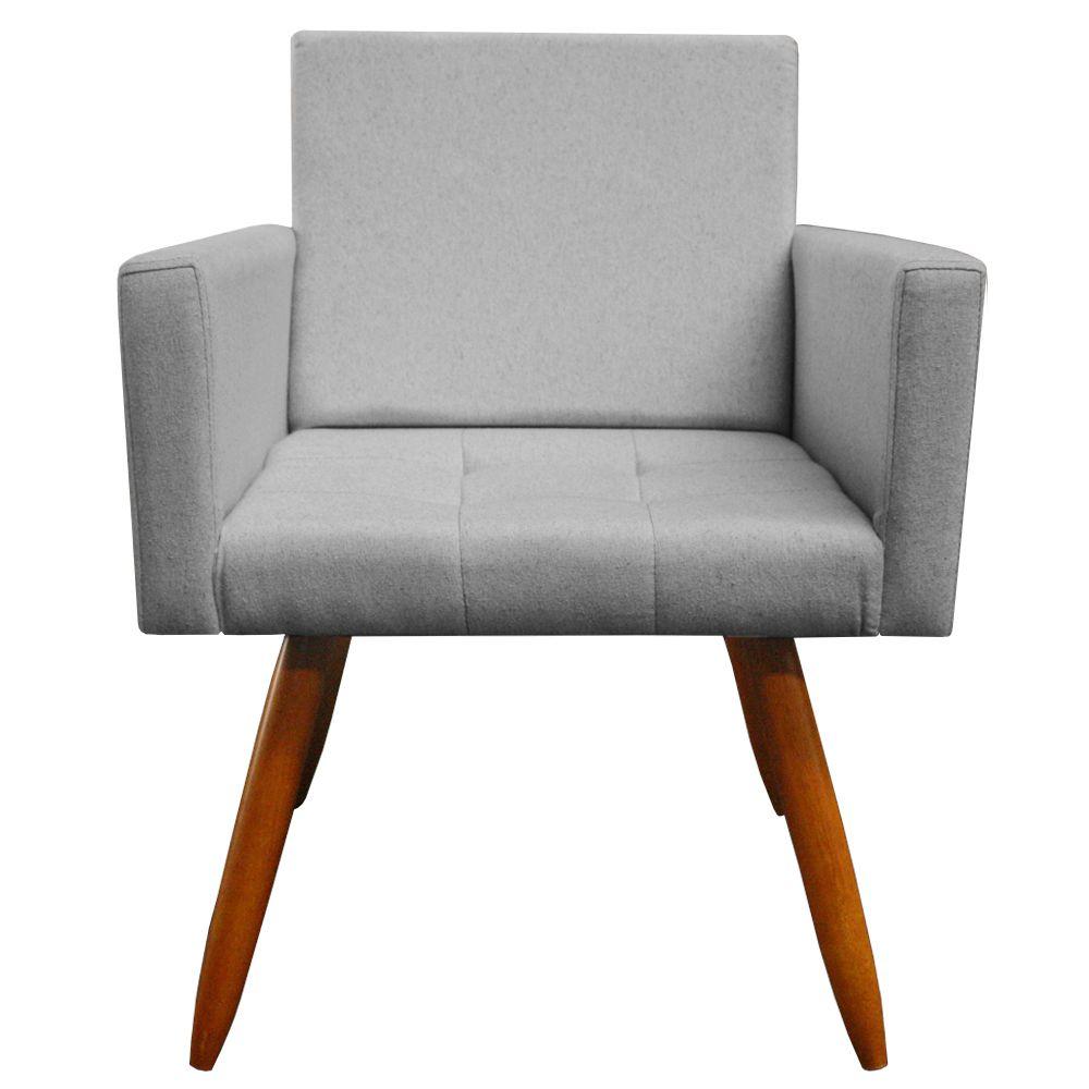 Poltrona Vitória Decorativa Linho Cinza Kasa Sofá