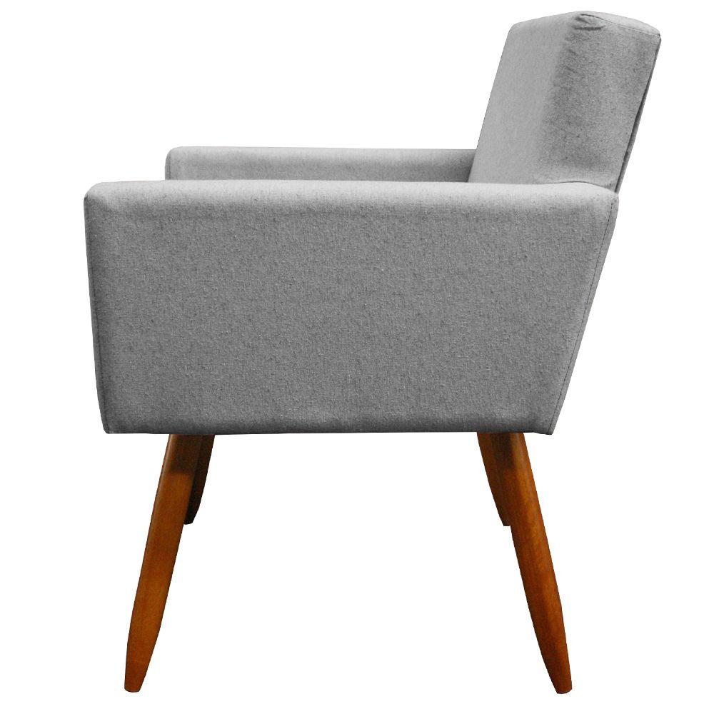 Poltrona Vitória Decorativa Linho Cinza Kasa Sofá