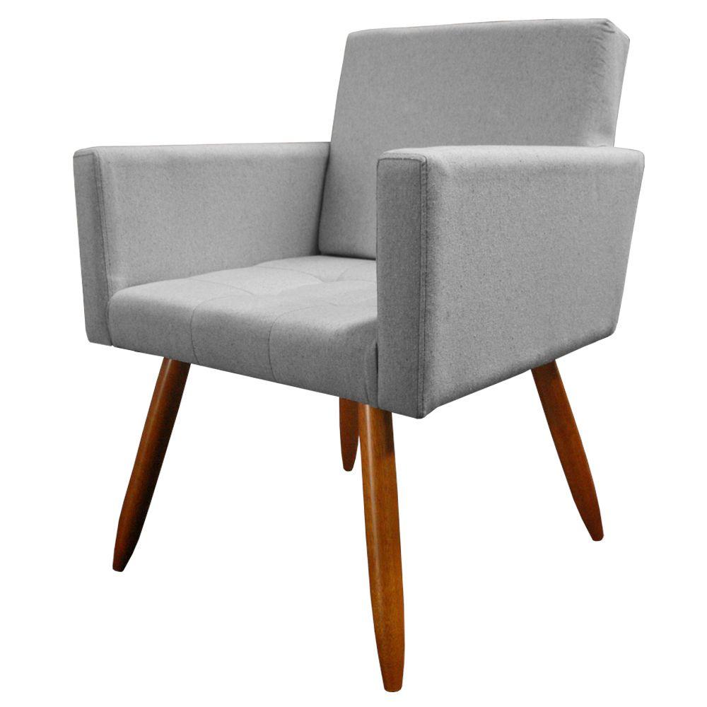Poltrona Vitória Decorativa Linho Cinza Kasa Sofá