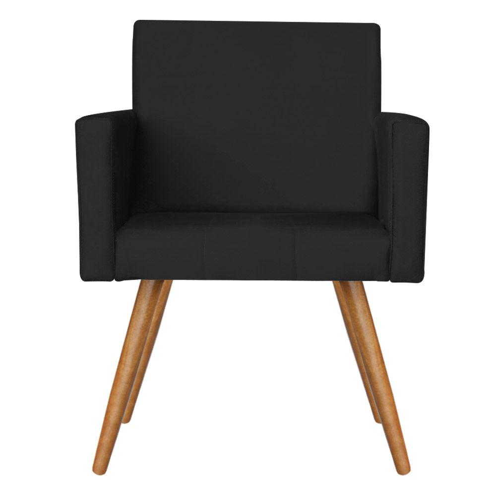 Poltrona Vitória Decorativa Veludo Preto Kasa Sofá