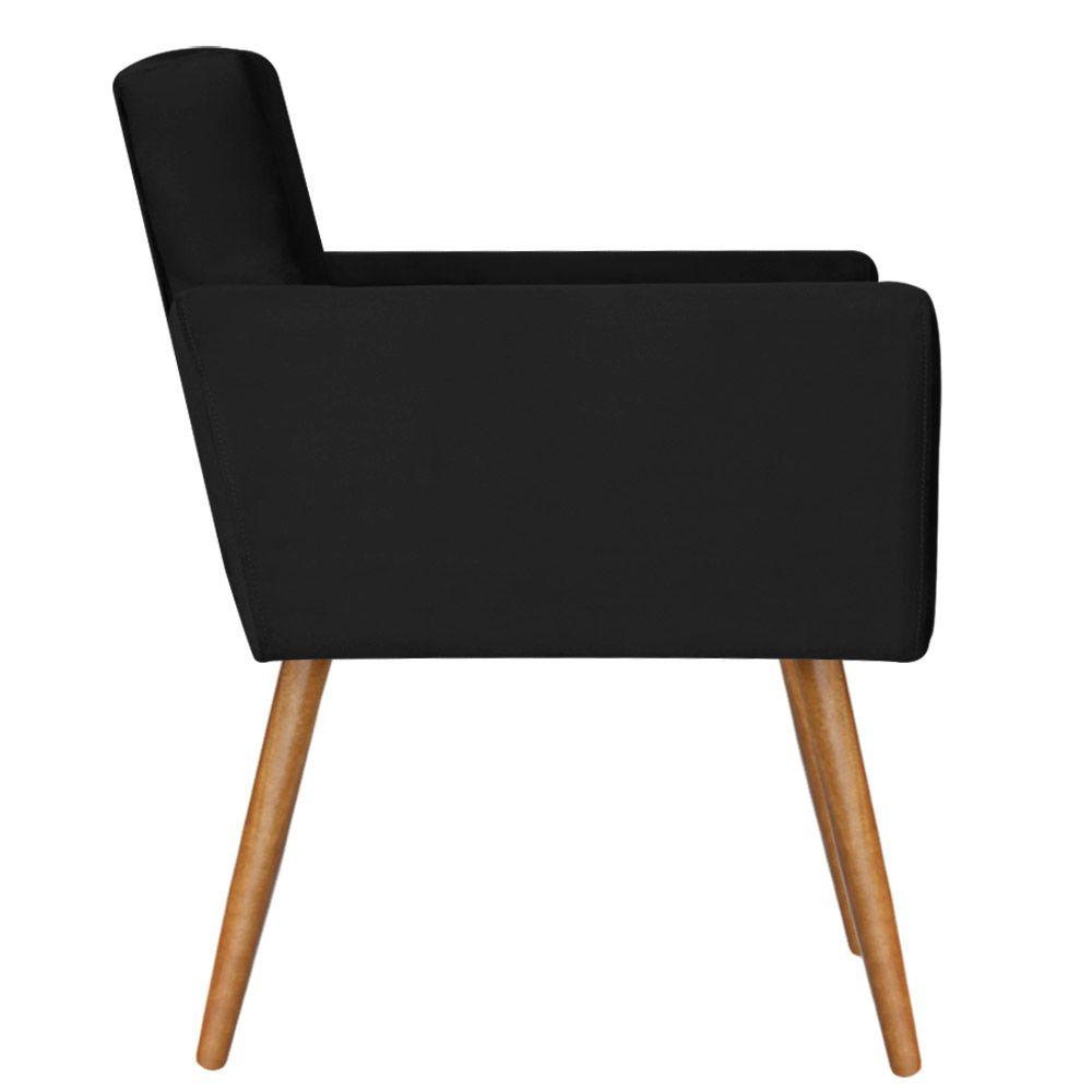 Poltrona Vitória Decorativa Veludo Preto Kasa Sofá