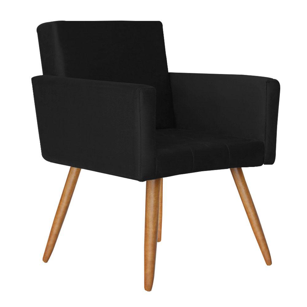 Poltrona Vitória Decorativa Veludo Preto Kasa Sofá