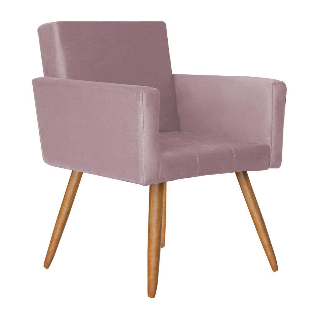 Poltrona Vitória Decorativa Veludo Rosê Kasa Sofá