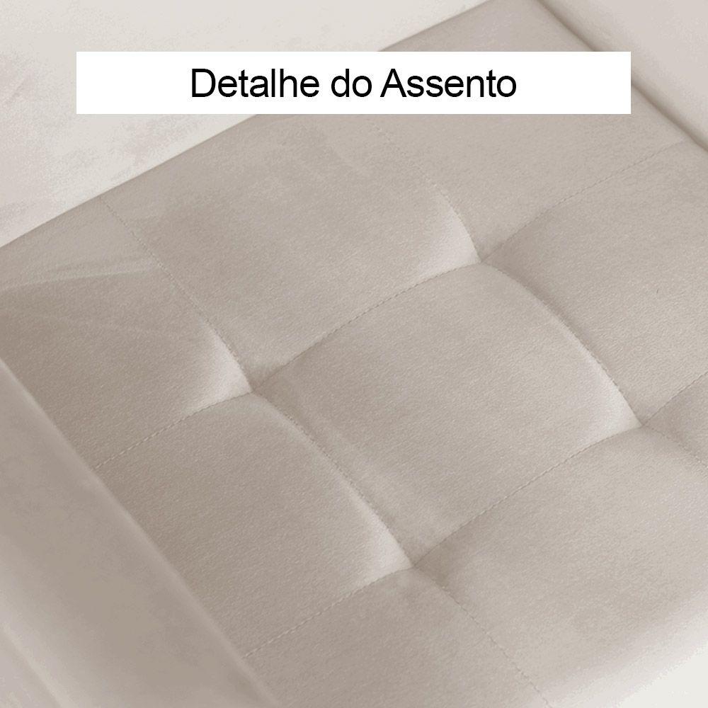 Poltrona Vitória com Puff Bali Decorativo Suede Creme Kasa Sofá