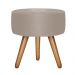 Poltrona Vitória com Puff Bali Decorativo Suede Creme Kasa Sofá