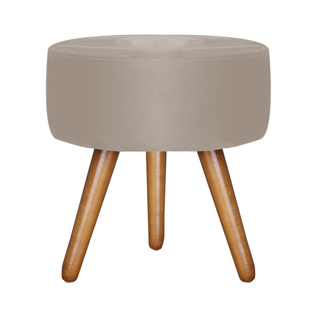 Poltrona Vitória com Puff Bali Decorativo Suede Creme Kasa Sofá