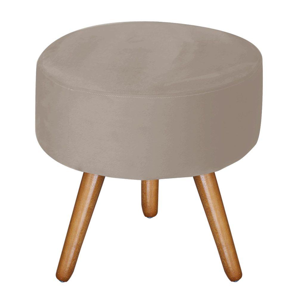 Poltrona Vitória com Puff Bali Decorativo Suede Creme Kasa Sofá