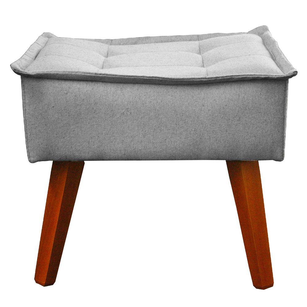 Poltrona com Puff Decorativo Opala Linho Cinza Kasa Sofá