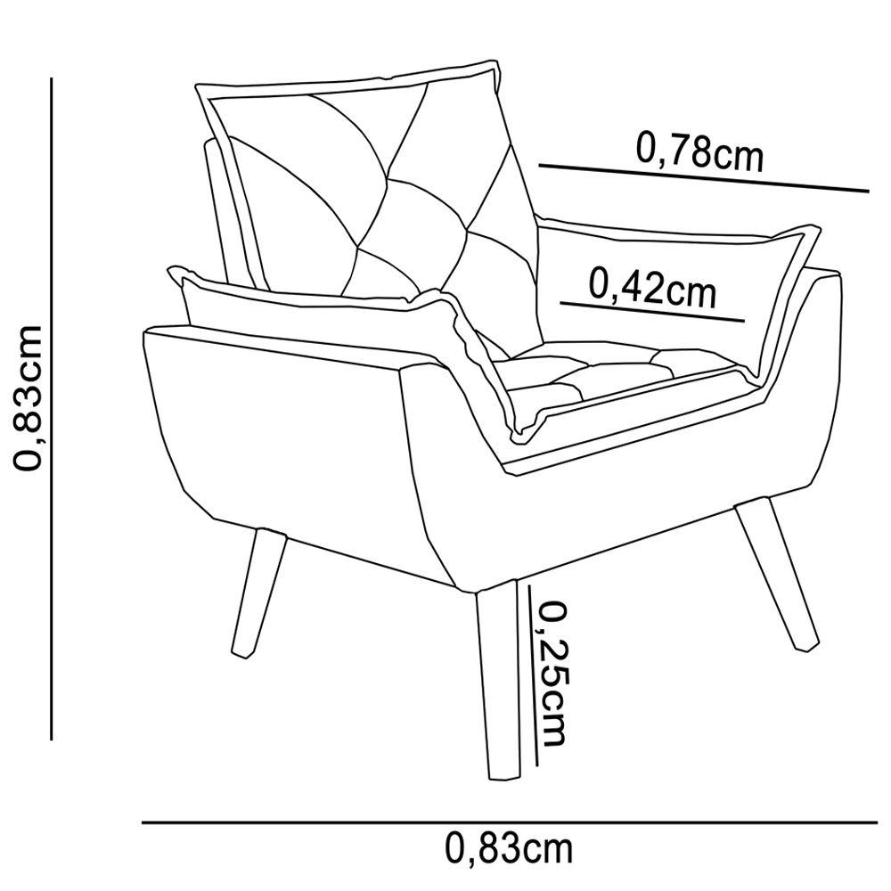 Poltrona com Puff Decorativo Opala Linho Cinza Kasa Sofá