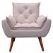 Poltrona com Puff Decorativo Opala Linho Rosa Kasa Sofá