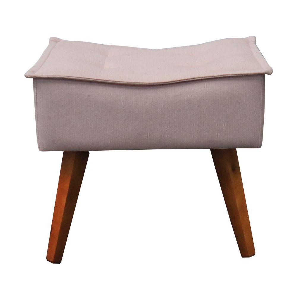Poltrona com Puff Decorativo Opala Linho Rosa Kasa Sofá