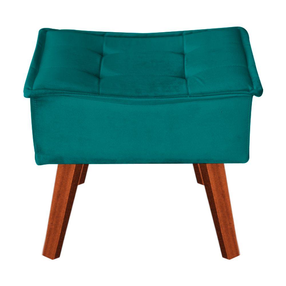 Poltrona com Puff Decorativo Opala Suede Azul Kasa Sofá