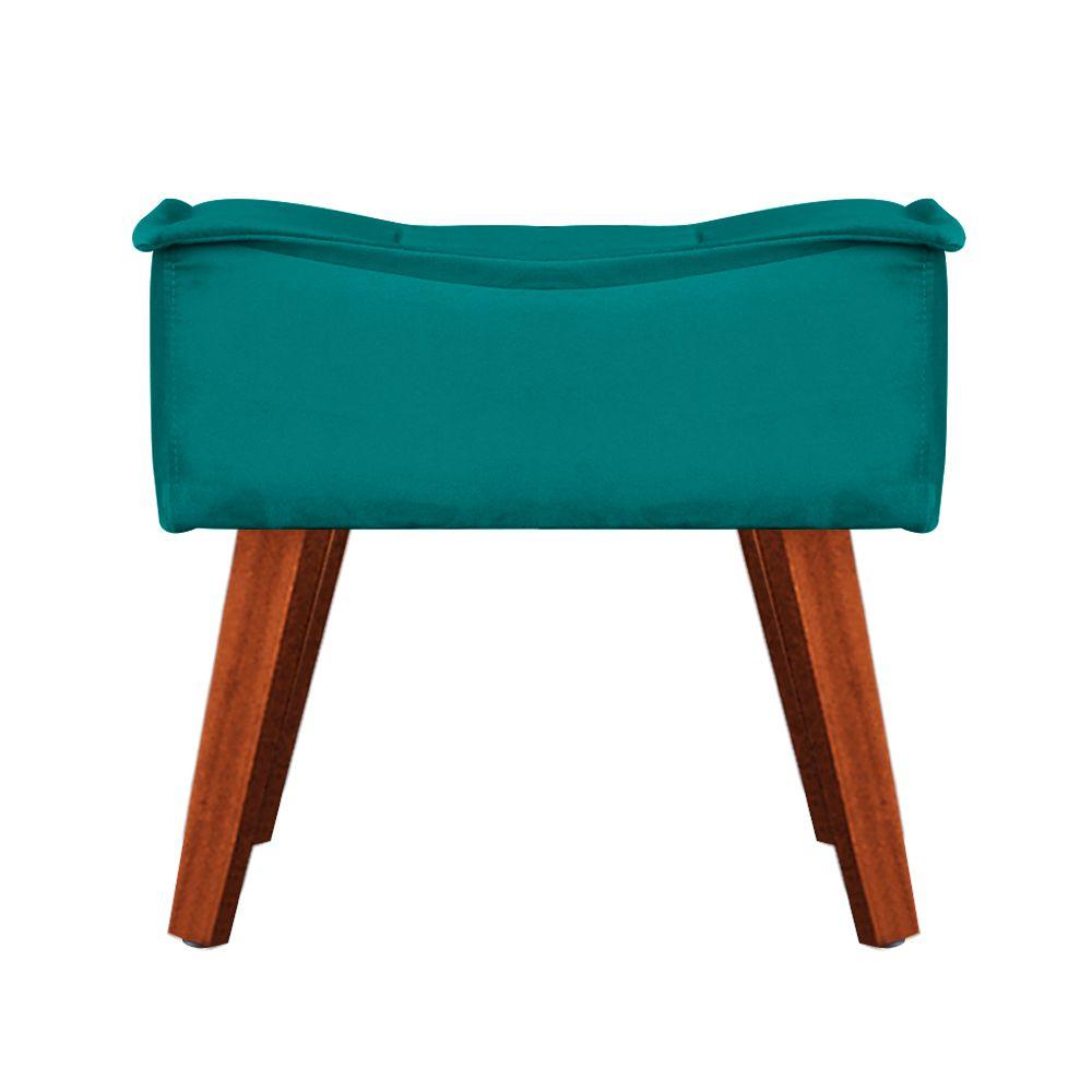 Poltrona com Puff Decorativo Opala Suede Azul Kasa Sofá