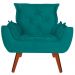 Poltrona com Puff Decorativo Opala Suede Azul Kasa Sofá