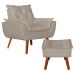Poltrona com Puff Decorativo Opala Suede Creme Kasa Sofá