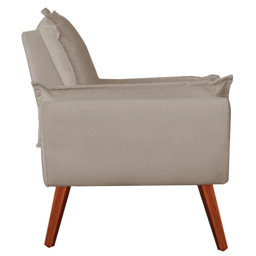 Poltrona com Puff Decorativo Opala Suede Creme Kasa Sofá