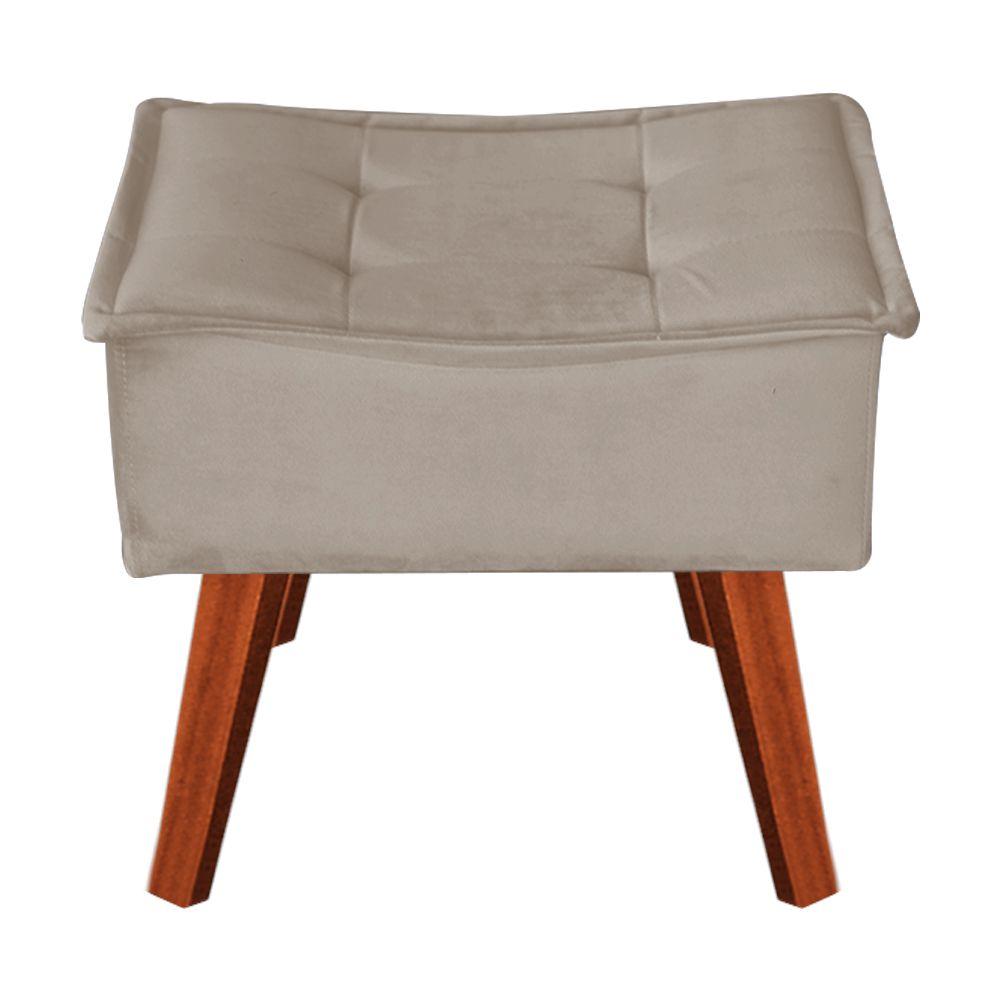 Poltrona com Puff Decorativo Opala Suede Creme Kasa Sofá