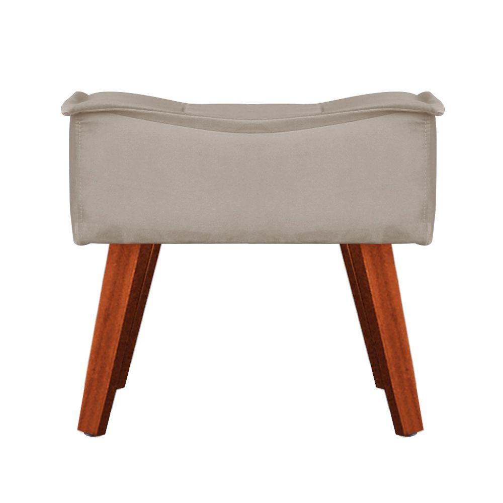 Poltrona com Puff Decorativo Opala Suede Creme Kasa Sofá