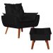 Poltrona com Puff Decorativo Opala Suede Preto Kasa Sofá