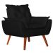 Poltrona com Puff Decorativo Opala Suede Preto Kasa Sofá